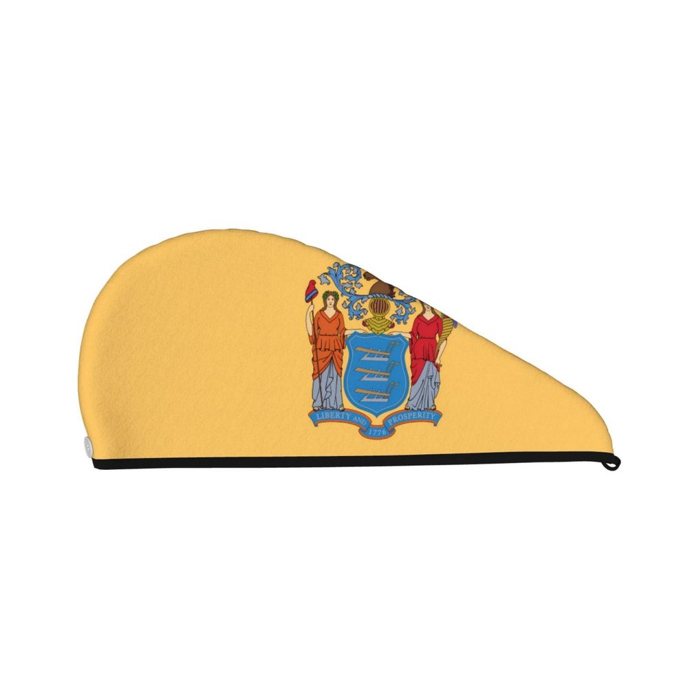 ChenGua Flag of New Jersey Coral Velvet Dry Hair Cap - Super Absorbent Hair Towel Wrap Microfiber Hair Turban for Women Men