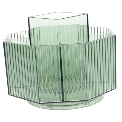 NOLITOY Makeup Brush Organizer Rotating Design Capacity Cosmetic Brush Holder for Desktop Storage Versatile Compartment Box for Makeup Tools and Accessories Elegant Green