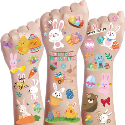 10 Sheets Happy Easter Tattoos For Kids Boys Girls Funny Bunny Eggs Temporary Tattoos Easter Party Decoration, Easter Fake Tattoo Sticker Party Favor Supplies Easter Basket Fillers Goodie Bag Stuffers