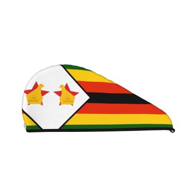 ChenGua Flag of Zimbabwe Coral Velvet Dry Hair Cap - Super Absorbent Hair Towel Wrap Microfiber Hair Turban for Women Men