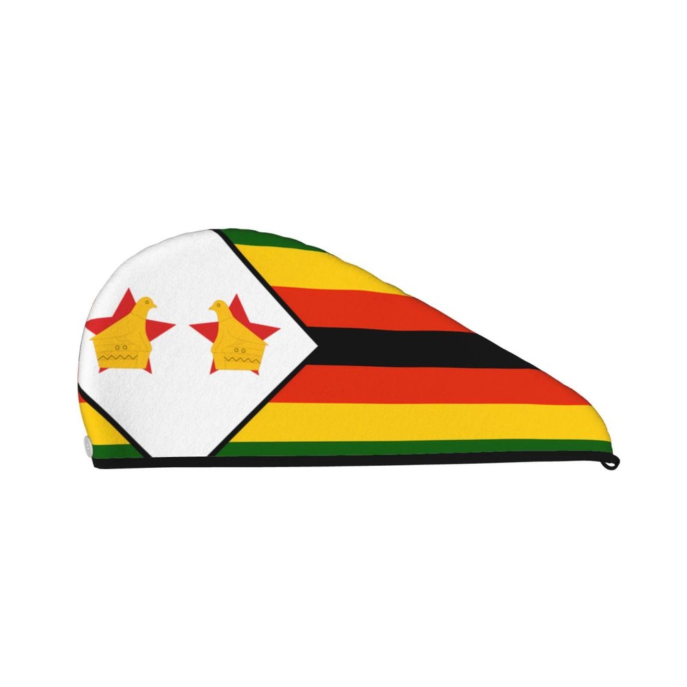 ChenGua Flag of Zimbabwe Coral Velvet Dry Hair Cap - Super Absorbent Hair Towel Wrap Microfiber Hair Turban for Women Men