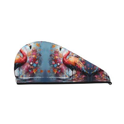 Colorful Flamingos Coral Velvet Dry Hair Cap - Super Absorbent Hair Towel Wrap Microfiber Hair Turban for Women Men