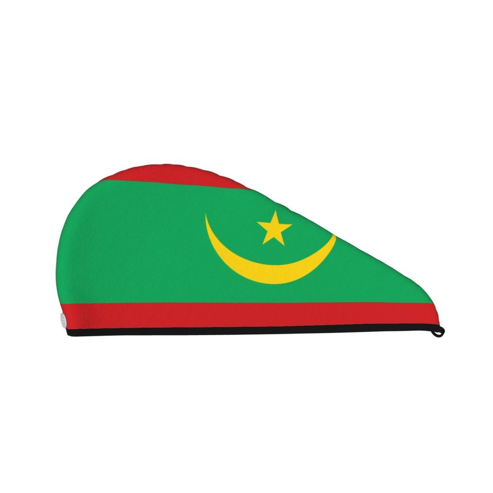 ChenGua Flag of Mauritania Coral Velvet Dry Hair Cap - Super Absorbent Hair Towel Wrap Microfiber Hair Turban for Women Men
