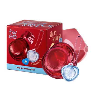 fwee Glowy Jelly Pot + Keychain SET | Dewy Jelly Lip & Blush Color, Tinted Glow Jelly Balm, Dewy Buildable Finish  Mellow Mango (Natural Coral) | 0.14 oz