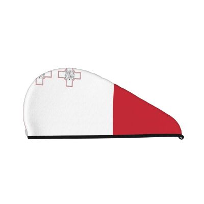 ChenGua Flag of Malta Coral Velvet Dry Hair Cap - Super Absorbent Hair Towel Wrap Microfiber Hair Turban for Women Men
