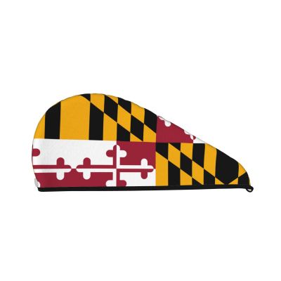ChenGua Maryland State Flag Coral Velvet Dry Hair Cap - Super Absorbent Hair Towel Wrap Microfiber Hair Turban for Women Men