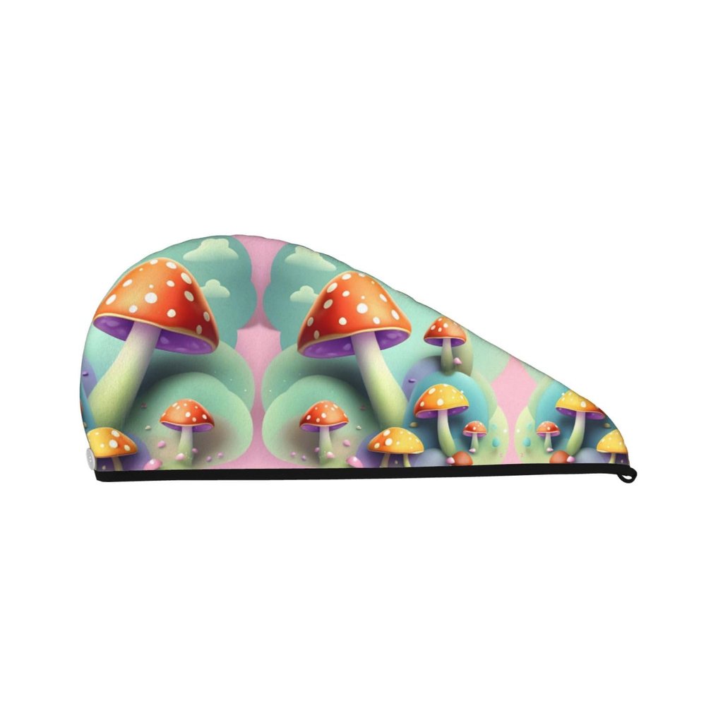 ChenGua Dreamy Little Mushroom Coral Velvet Dry Hair Cap - Super Absorbent Hair Towel Wrap Microfiber Hair Turban for Women Men