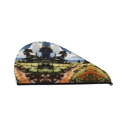 ChenGua Idyllic Scenery Coral Velvet Dry Hair Cap - Super Absorbent Hair Towel Wrap Microfiber Hair Turban for Women Men