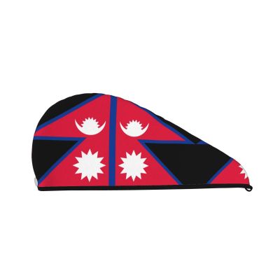 ChenGua Flag of Nepal Coral Velvet Dry Hair Cap - Super Absorbent Hair Towel Wrap Microfiber Hair Turban for Women Men