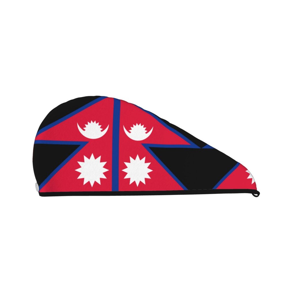 ChenGua Flag of Nepal Coral Velvet Dry Hair Cap - Super Absorbent Hair Towel Wrap Microfiber Hair Turban for Women Men