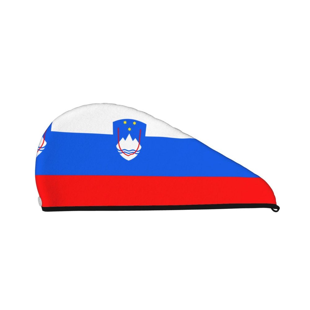 ChenGua Flag of Slovenia Coral Velvet Dry Hair Cap - Super Absorbent Hair Towel Wrap Microfiber Hair Turban for Women Men
