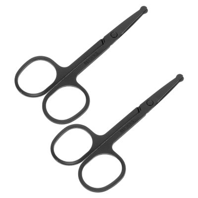 FRCOLOR 2pcs Stainless Steel Round Tip Scissors for Eyebrow and Nose Hair Trimming Portable Beauty Tool for Precise Facial Hair Grooming Safe for Beginners