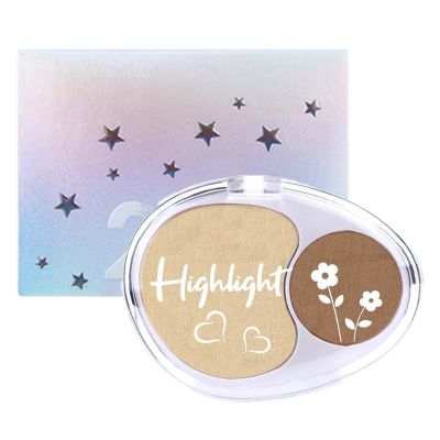 Highlighter Palette, Glitter Highlighter Powder Palette, Dual Colour Mashed Potato Highlighting & Contouring Eyeshadow Palette, Highlighter Makeup Powder for Daily Commutes, Dates (B, Regular size)