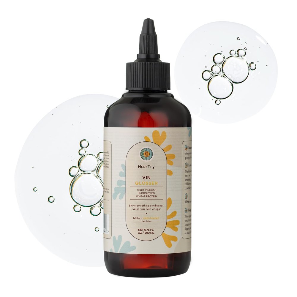 HairTry - Vin Glosser Smoothing Hair Rinse  Fruit Vinegar & Hydrolyzed Wheat Protein  Anti-Static Protection  Easy Application  Net 6.76 Fl. Oz/ 200 ml