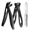 BEZOX Toe Nail Clipper for Thick Nails for Seniors, Nails Clipper Set for Comfort Nail Trimming, Precision Fingernail Clippers - Black view 1