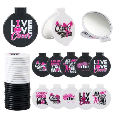 50 Pcs Cheerleader Mirror Gifts Cheerleading Compact Mirror Bulk Cheer Gifts Bulk for Team Cheerleading Gifts Folding Pocket Mirror Cheer Party Favors for Team Cheer Compact Mirror Bulk (Pink)