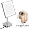 CZCZC Makeup Mirror with LED Lights, 8 Inch Brass 3X Magnification Countertop Vanity Mirror Bathroom Cosmetic Mirror with Switch and Plug view 3
