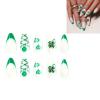 Almond Press On Tip Heart Clovers Acrylic Fake-Nail Designed Full False For Women And Girls 24PCS view 1