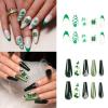 Almond Press On Tip Heart Clovers Acrylic Fake-Nail Designed Full False For Women And Girls 24PCS view 2