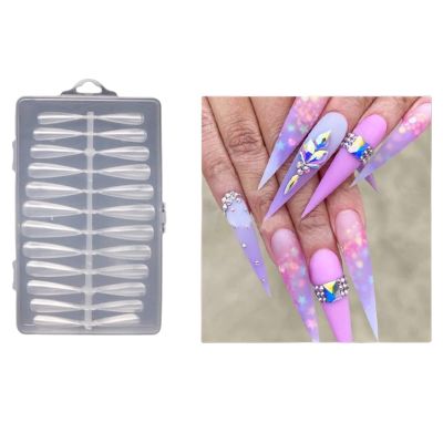 240 Pcs/Set Full Cover-Nails Tips Extra-Long Clear Nails Tips Art Tips Artifical Fingernails For Women