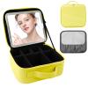 SUILU Travel Makeup Bag with LED Mirror and Light Travel Makeup Case Cosmetic Organizer Portable Cosmetic Brush Organizer Bag with Adjustable Dividers for Cosmetics Makeup Brushes Toiletry (Yellow) view 1