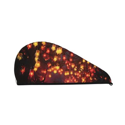 SDTYKHJ Hair Towel Wrap for Women Ultra Absorbent Coral Velvet Dry Hair Cap Paper Lantern Hair Drying Towel with Button Quick Dry Bath Cap Hair Turban for Wet Hair Long Hair Curly Hair