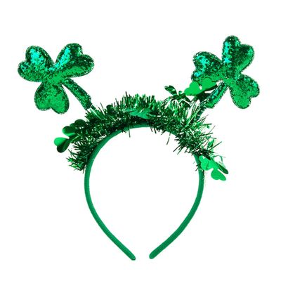 1Pcs St.Patrick's Day Shamrock Headbans Green Glitters Hairbands for Women St.Patrick's Day Parade Hair Accessories Irish Lucky Shamrock Shape Hair Hoops Heat Boppers for Costume Party Hair Supplies