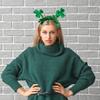 1Pcs St.Patrick's Day Shamrock Headbans Green Glitters Hairbands for Women St.Patrick's Day Parade Hair Accessories Irish Lucky Shamrock Shape Hair Hoops Heat Boppers for Costume Party Hair Supplies view 3