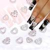 16Pcs Heart Nail Charms for Nails Silver Valentines Nail Art Charms with Bow Jewelry Love Hearts Nail Rhinestones Material Valentines Nail Gems Alloy Cute Nail Jewels for Acrylic Nail Supplies view 2