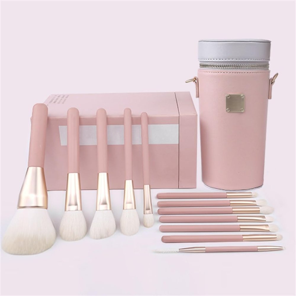 XMKJCHA Smokey Peach 12pcs Makeup Set Brushes Blush Brushes Eyeshadow Brushes Portable Full Set Of Makeup Brushes (Multicolor,one size)