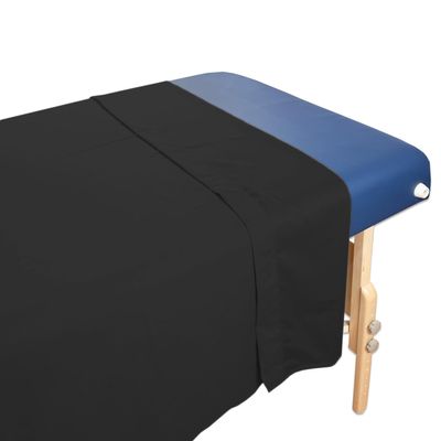 10 Pack - Tranquility Microfiber Massage Table Flat Sheet by Body Linen- Lightweight, Durable Microfiber Flat Sheets For Massage Table & Spa. Wrinkle Free, Stain-Resistant, Soft & No Pilling- Black