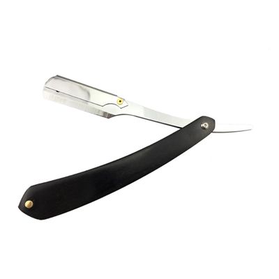 minkissy Barber Steel Razor Black Wooden Handle Manual Shaver for Men Single for Beard Sideburns Short Fine Hair for Travel Home