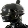 Handmade Latex Hood Mask Removable Blindfold and Mouth Piece Back Zipper with Blond Ponytail (With Black Jj Gag, Customize Size, with blond wig) view 2