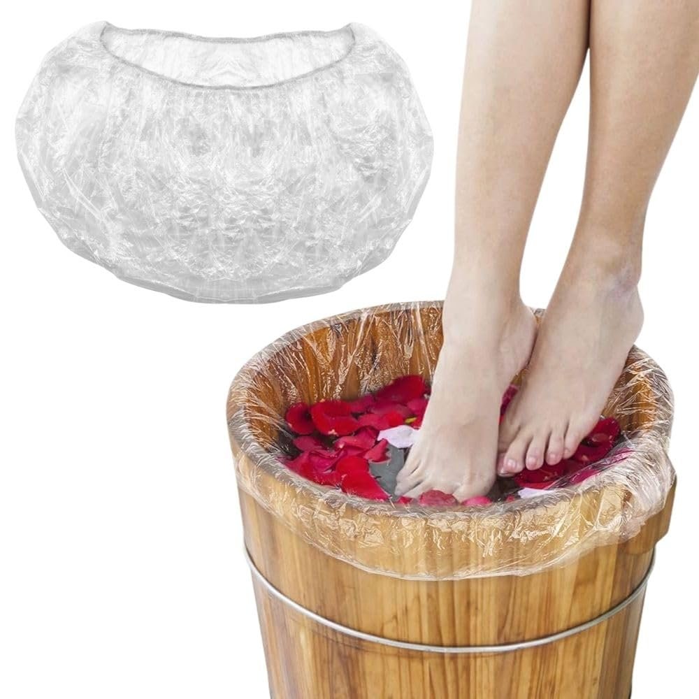DDKPLASTIC 200-Count Disposable Pedicure Spa Liners Clear Foot Bath Liners, 48" x 48" x 9.5 Mic Thickness, Leak-Resistant, Fits All Pedicure Tubs Ideal for Home & Salon Use
