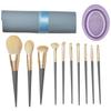 10pcs Makeup Brushes Ultra Soft Premium Synthetic Kabuki Foundation Powder Eyeshadow Makeup Brush Set with Makeup Brushes Cleaner Pad Make up Tool (10 Brush Set +PU Bag + Cleaner Pad) view 1
