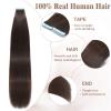 Tape in Hair Extensions Human Hair 12 Inch Dark Brown 20pcs 40g/pack Straight Seamless Weft Skin Invisible Thick Human Hair Tape in Extensions for Women (#2, 12 Inch) view 2