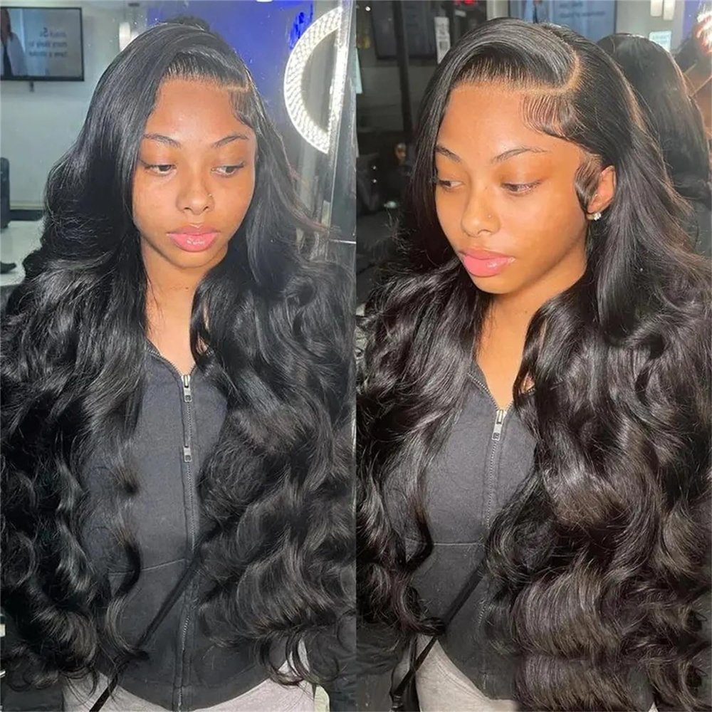 13x4 HD Glueless Wigs For Black Women, Transparent Lace Frontal Wigs Human Hair 180% Density, Headband Wig Human Hair Pre Plucked with Baby Hair (32 Inch)