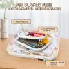 YQBRAO Hard Sided Clear Zipper Case for Storage- Professional-Grade Plastic Clear Zipper Pencil Case,Toy Storage Bins, Toiletry Pouch, Travel Organizer, Cosmetic BagWhite,3 Pack, LMS view 3