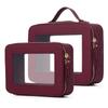 Pinkmik Clear Makeup Bag, (Burgundy, M+L) view 1
