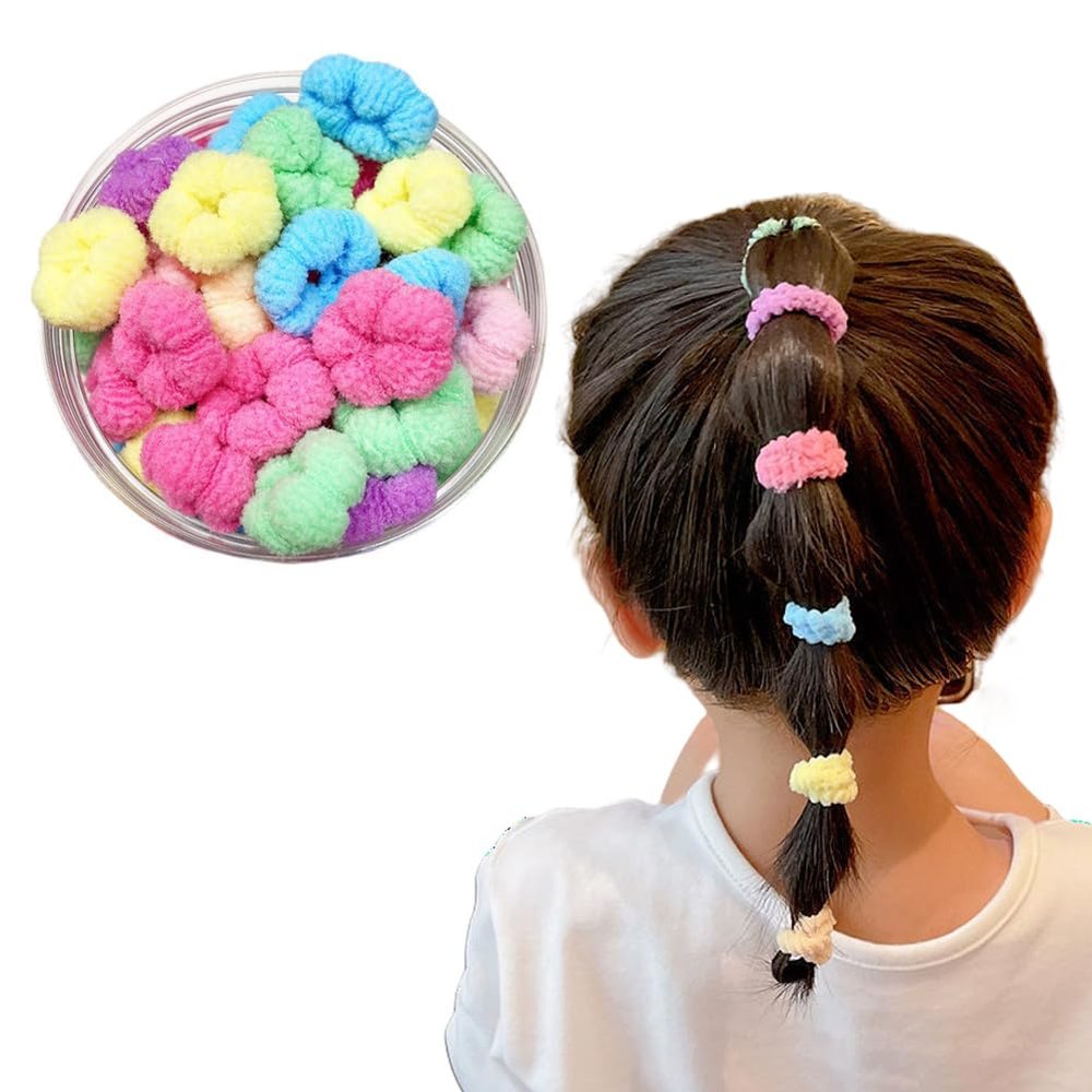 100Pcs Elastic Hair Ties Hair Rubber Bands Small Girl Hair Ties Ponytail Holders Hair Loop Styling Tool Hair Accessories for Girls(Multicolor)