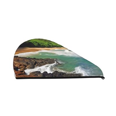 SDTYKHJ Hair Towel Wrap for Women Ultra Absorbent Coral Velvet Dry Hair Cap Kauai Hawaii Seashore Hair Drying Towel with Button Quick Dry Bath Cap Hair Turban for Wet Hair Long Hair Curly Hair