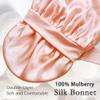 100% Mulberry Silk Bonnet for Sleeping Women, Real Silk Bonnet with Tie Band, Large Sleep Bonnets for Women, Double-Layer Sleep Cap for Braids Curly Hair view 2