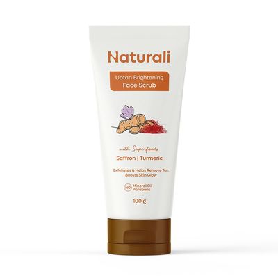 Naturali Ubtan Brightening Face Scrub | With Superfoods Saffron & Turmeric | Exfoliates | Removes Tan | Boosts Skin Glow | Paraben-free | For All Skin Types | 100g