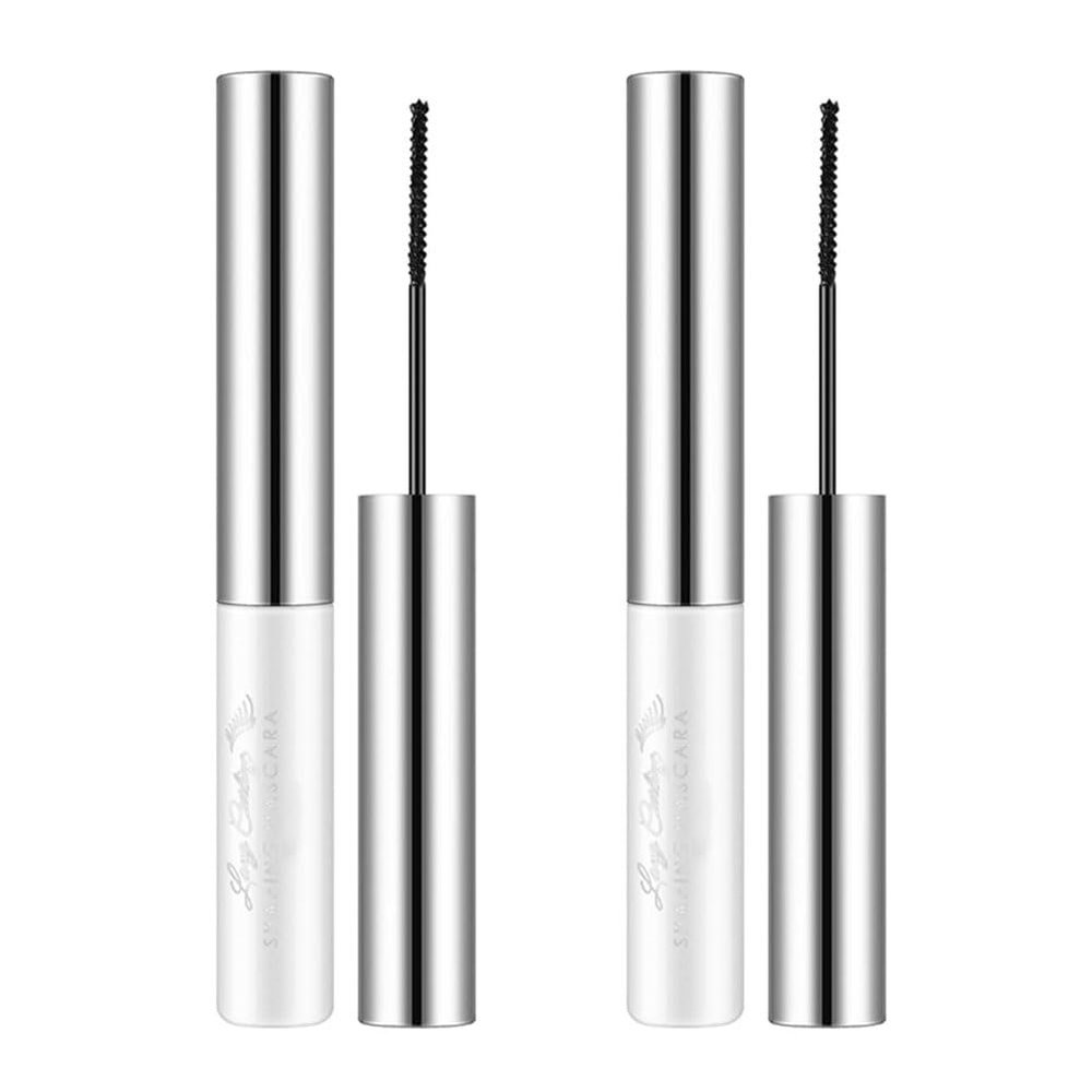 Black Waterproof Mascara for Fine Short Eyelash, Small Wand Brush Mascara, Long-Lasting, Smudge-proof, Voluminous Eyelashes, Gift (Black, 2PCS)