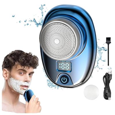 2025 New Berbiget Mini Electric Shaver,mini Portable Shaver for Men,IPX7 Waterproof Wet/Dry,USB Rechargeable Travel for Travel (Blue)