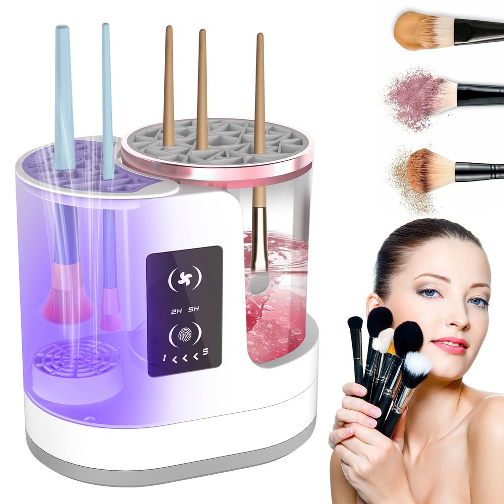 THEMARS 3 IN 1 Electric Makeup Brush Cleaner Machine With Dryer, USB Portable Automatic Cosmetic Brushes Cleaner (White)