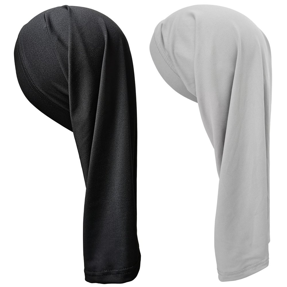 2PCS Dreadlocks Tube Socks Unisex Spandex Stocking Shower Cap for Long Dreads Braids Twist Open End Jumbo Hair Bonnet Covers(Black,Grey)