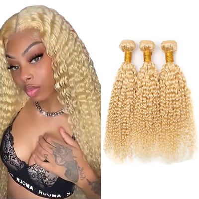Michanliana Gold Blonde 613 Human Hair Bundles 10 12 14 Inch Water Wave Bundles Human Hair 12A Raw Unprocessed Virgin Quick Weave Hair for Black Women Gold Blonde 613 Color