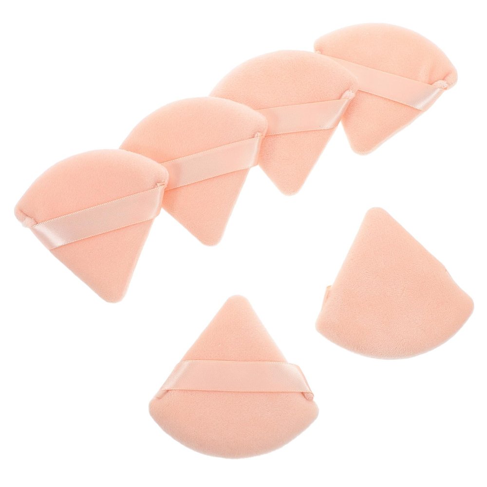 6pcs Triangle Powder Puff with Plush Cloth Fan Shape for Makeup