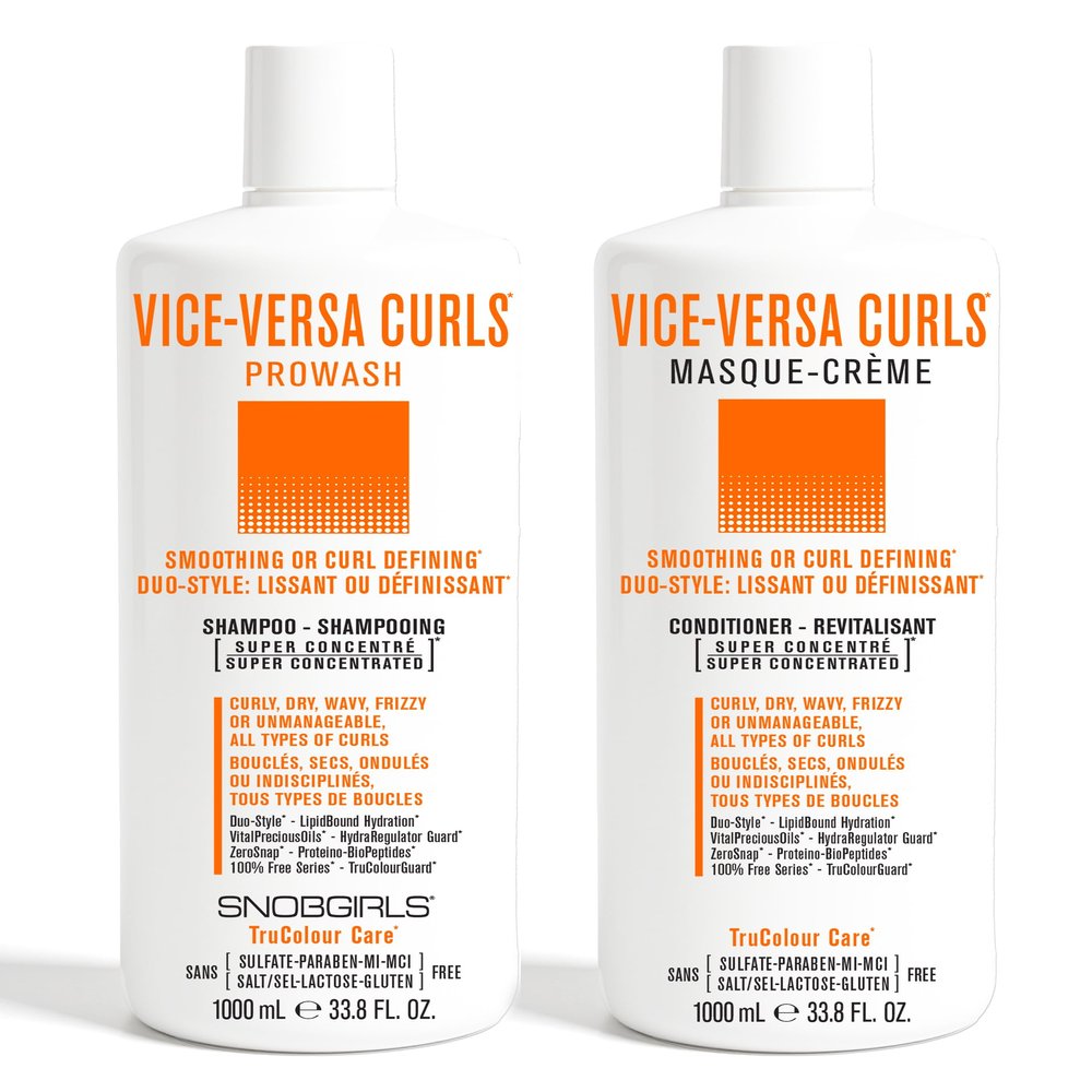 SNOBGIRLS VICE-VERSA CURLS Vegan Curl Enhancing Shampoo and Culy Hair Conditioner for Curly Hair Set for Dry, Wavy, Frizzy Hair, All Types of Curls.